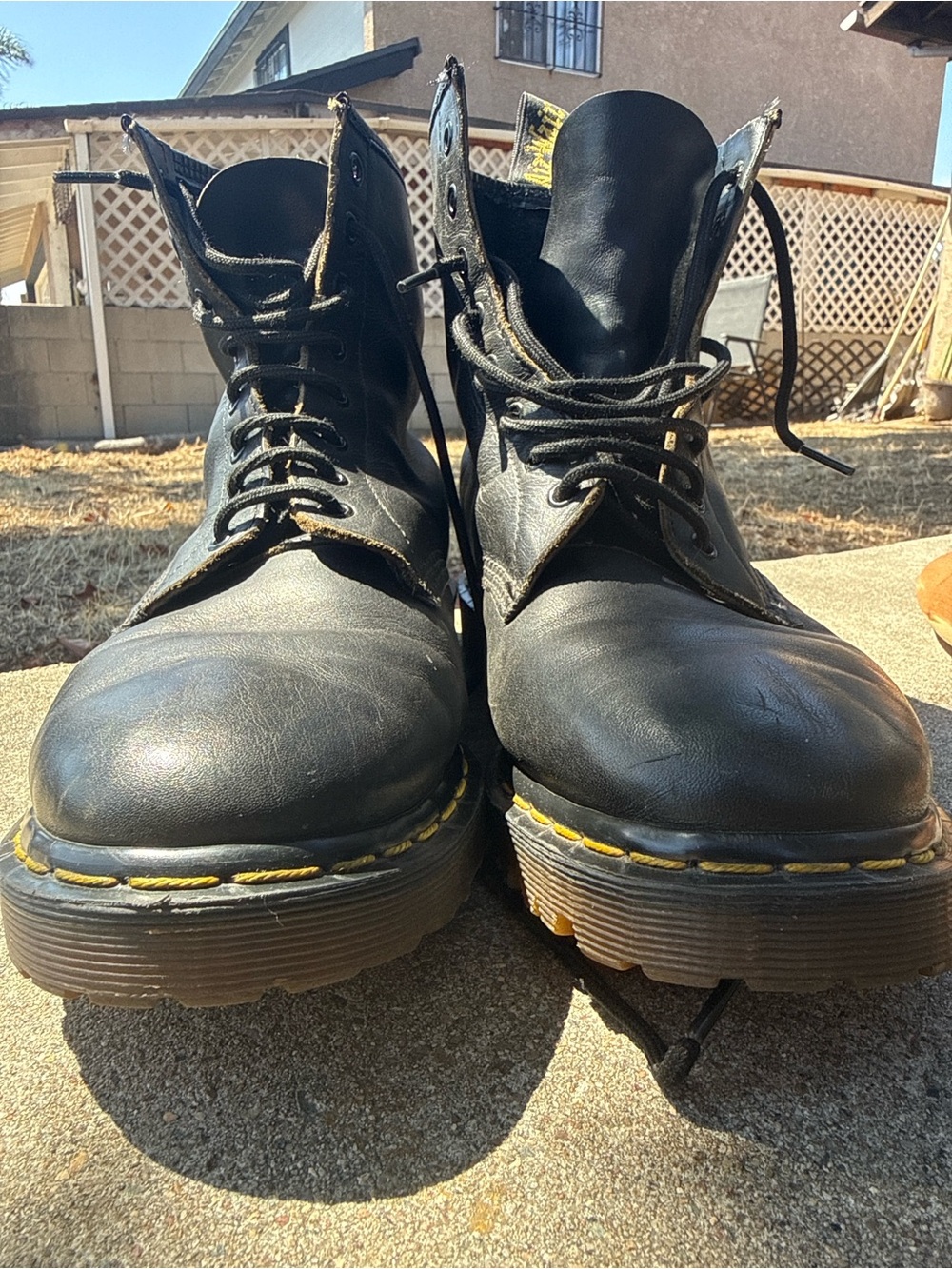 Vintage Made in England Dr. Martens Black greasy LeatherUK 11